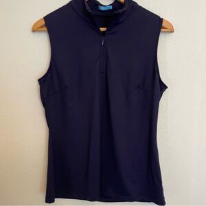 J Mclaughlin Women’s Navy Sleeveless Bedford Top Size M 1/4 Zip Active
